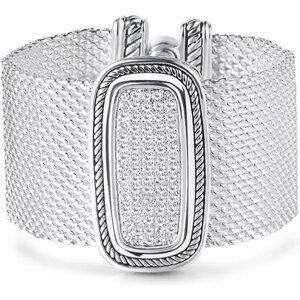 🔥 Uny Alloy Bangle Bracelet Women Silver Austrian Pave Crystals Antique Jewelry